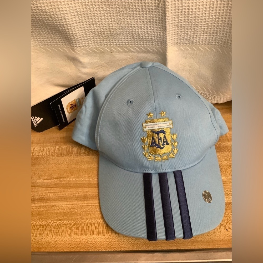 ARGENTINA LIGHT BLUE WITH NAVY STRIPES AFA 3II FIFA WORLD CUP HAT CAP - Picture 2 of 10